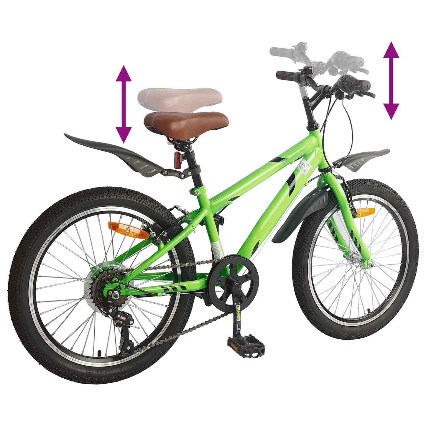 Barnesykkel 20 Tommer 6-Speed for 6-11 år gammel grønn