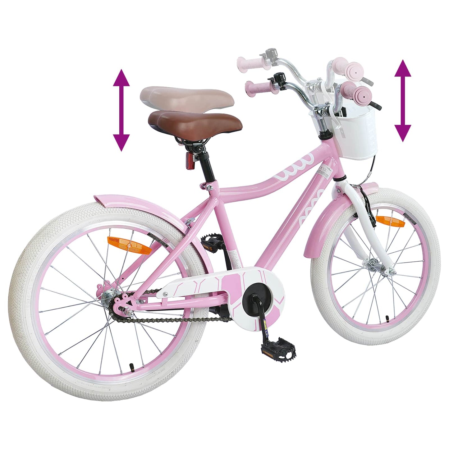 Barnesykkel 18 Tommer for 5-7 år gammel Lys rosa vidaXL