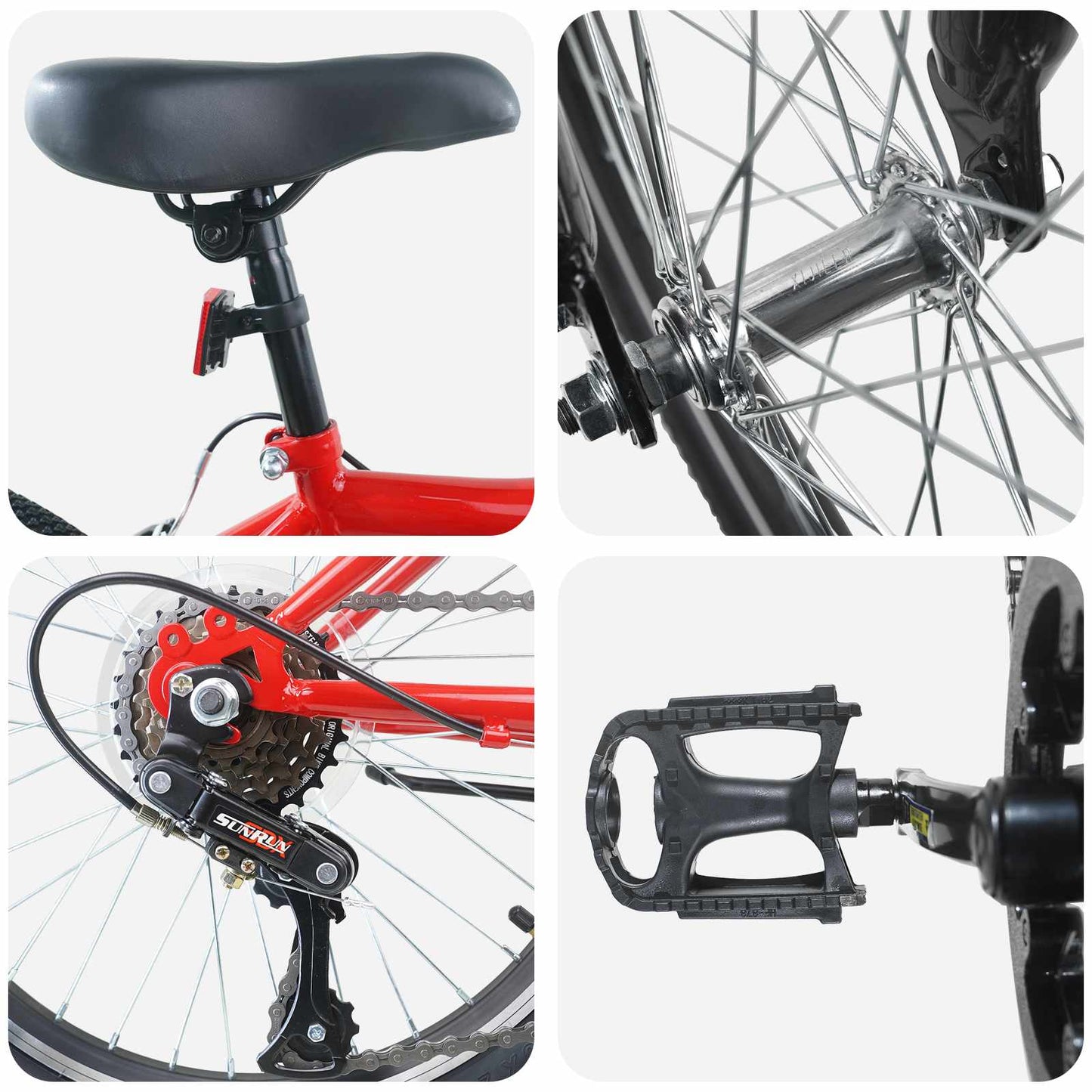 Barnesykkel 20 Tommer 6-Speed for 6-11 år gammel Rød