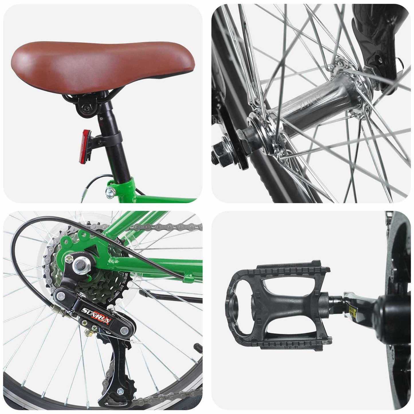 Barnesykkel 20 Tommer 6-Speed for 6-11 år gammel grønn