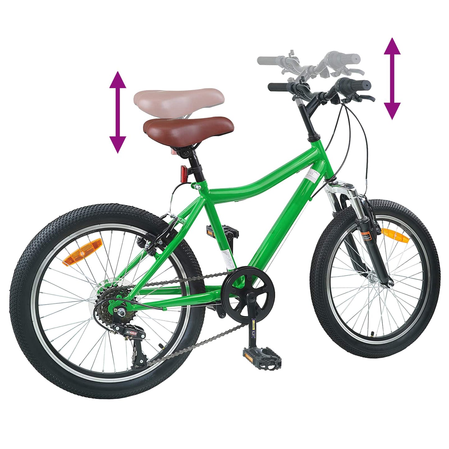 Barnesykkel 20 Tommer 6-Speed for 6-11 år gammel grønn