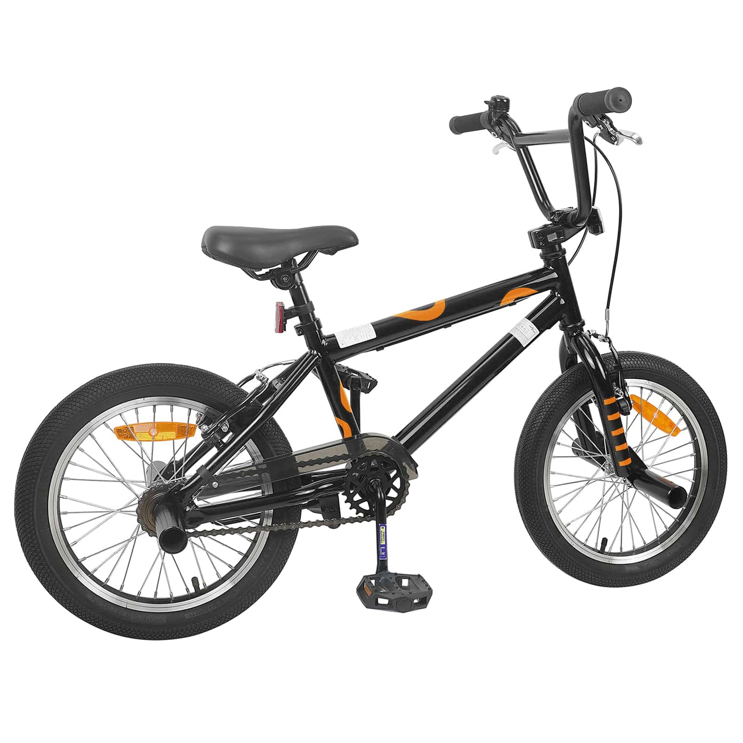 BMX Sykkel 16 Tommer for 5-8 år gamle Svart