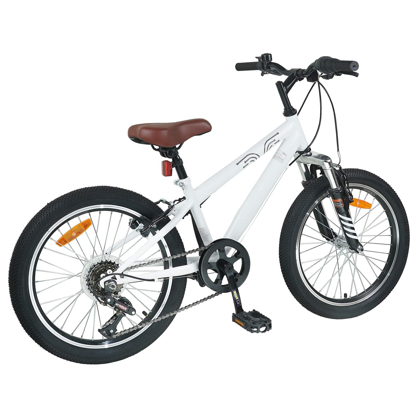 Kids Mountain Bike 20 Tommer 6-Speed for 5-8 år gamle Hvit vidaXL