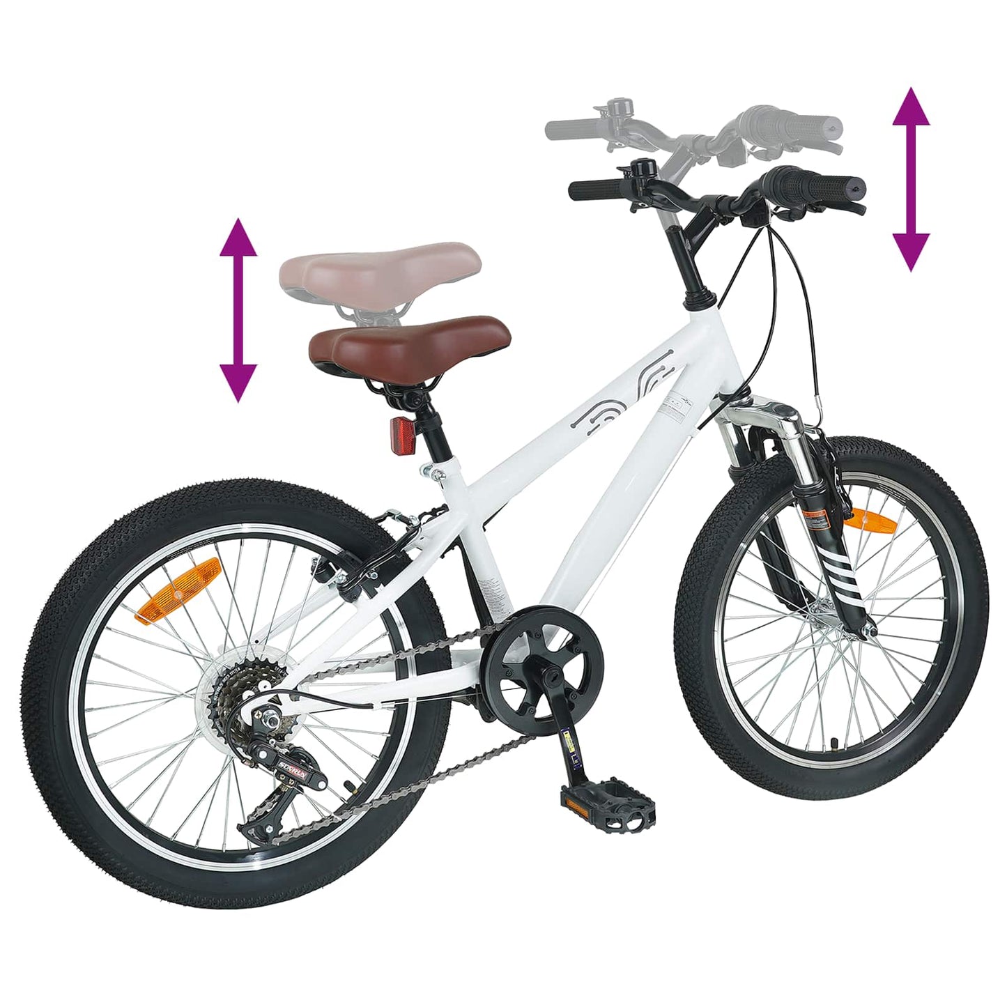 Kids Mountain Bike 20 Tommer 6-Speed for 5-8 år gamle Hvit vidaXL
