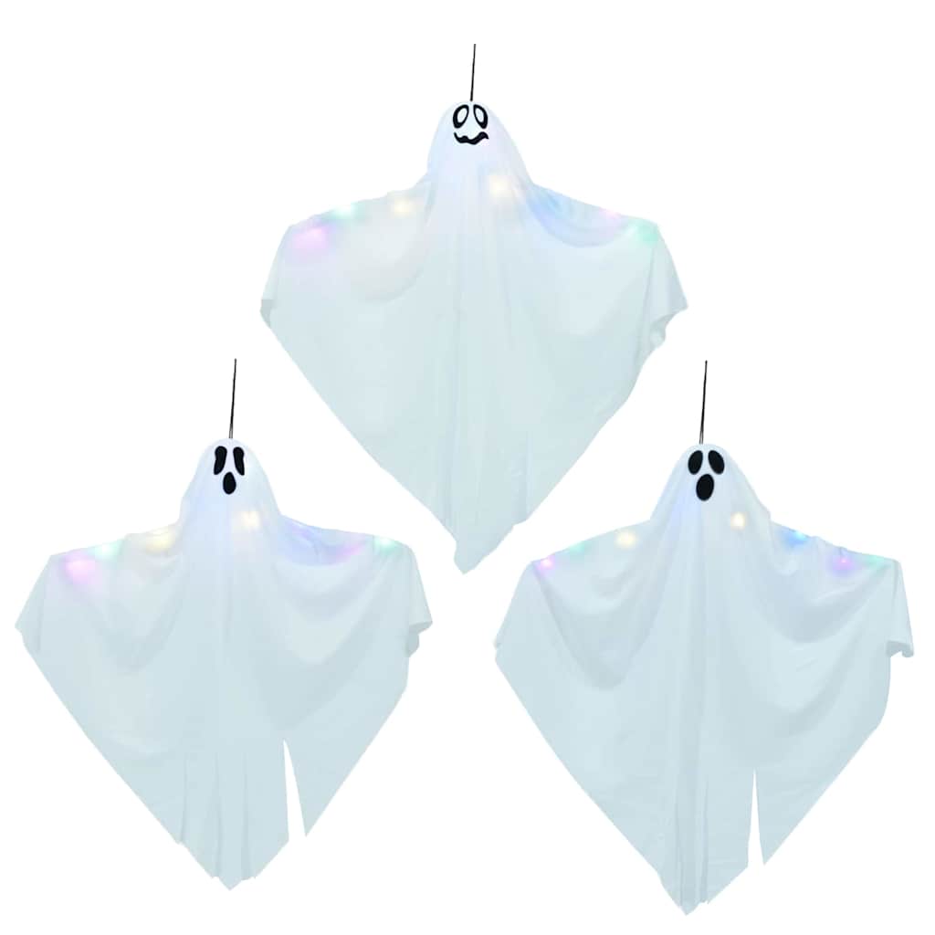 Halloween Hengegeist med 3 LED 3 pcs Hvit 52 x 62 cm Polyester