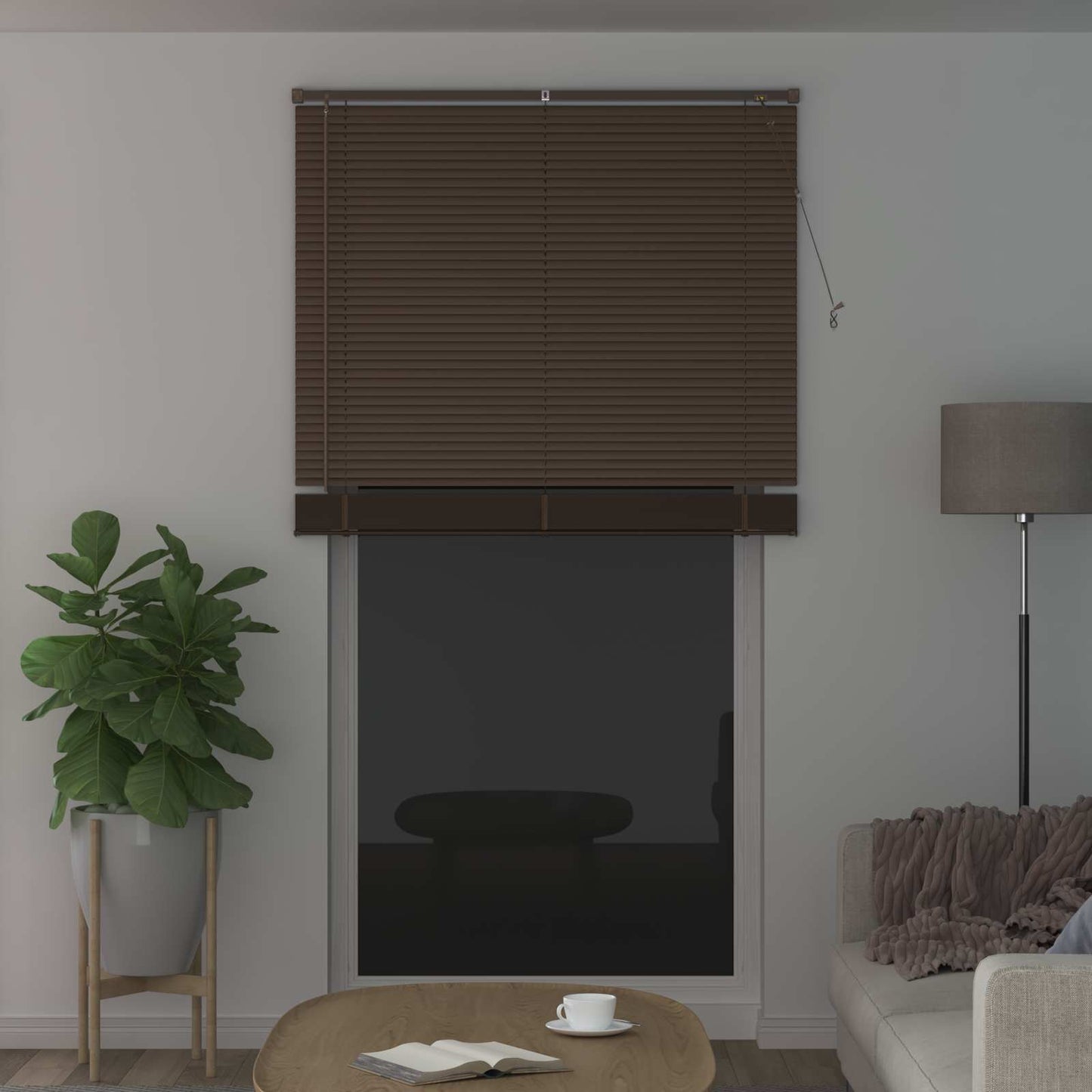 Venetiansk persienne Mørk Brun med Mønster 213 x 110 cm 25 mm