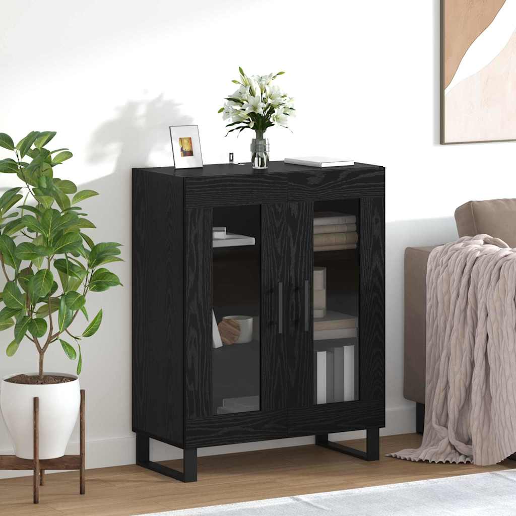 Serviesskap Svart Eik 69,5 x 34 x 90 cm Konstruert tre