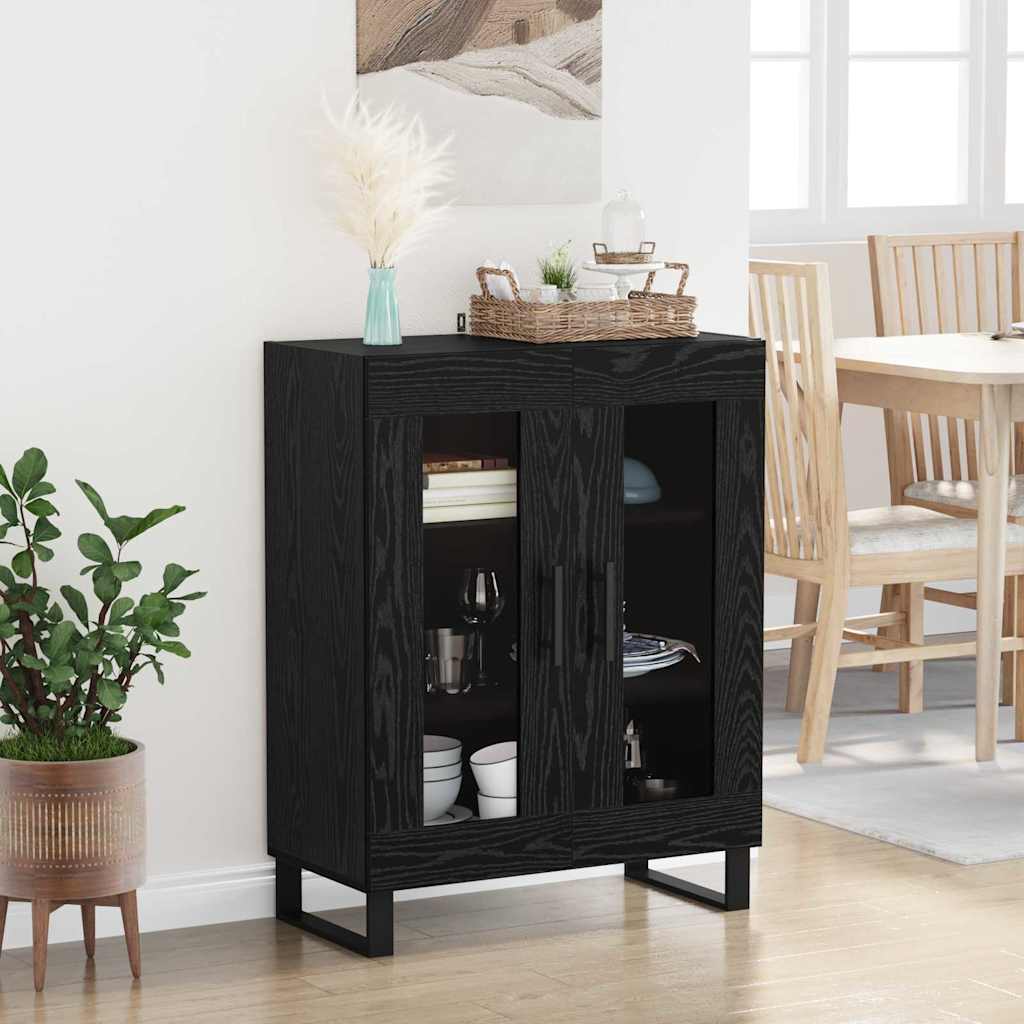 Serviesskap Svart Eik 69,5 x 34 x 90 cm Konstruert tre