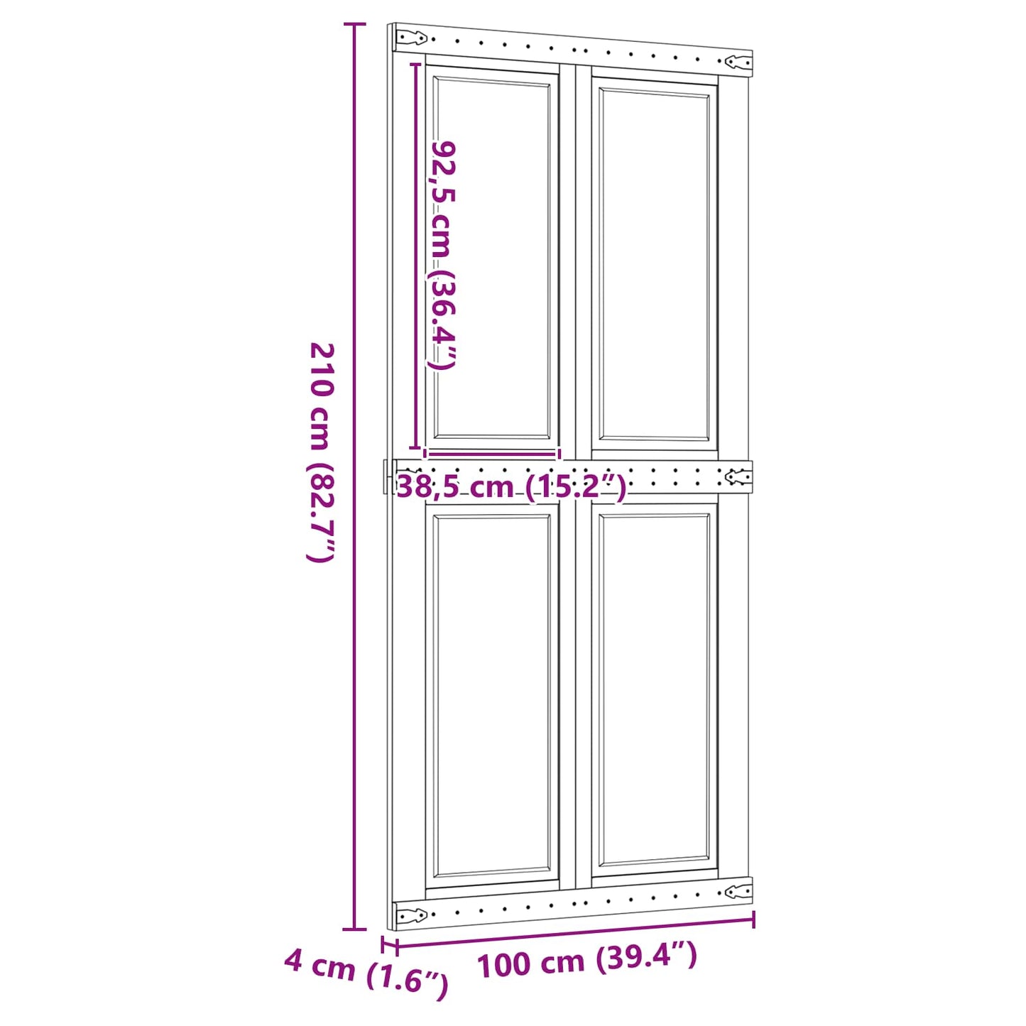 Låvedør Corona HonningBrun 100 x 210 cm Heltre furu