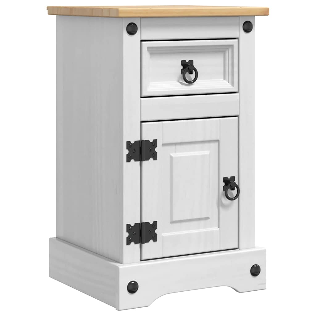 Nattbord med skuff Corona Hvit 35 x 32,5 x 58 cm Massiv furu