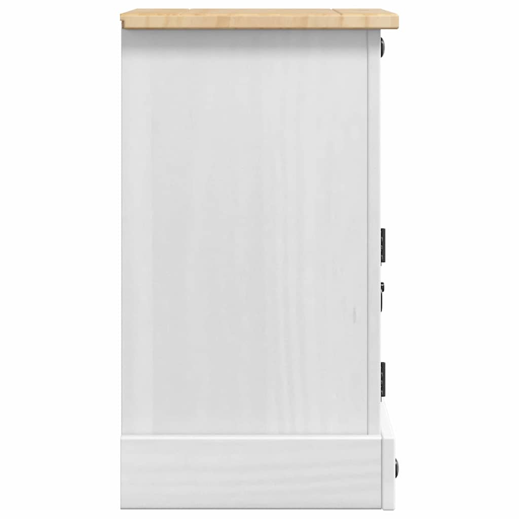 Nattbord med skuff Corona Hvit 35 x 32,5 x 58 cm Massiv furu