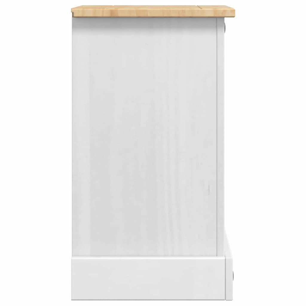 Nattbord med skuff Corona Hvit 35 x 32,5 x 58 cm Massiv furu