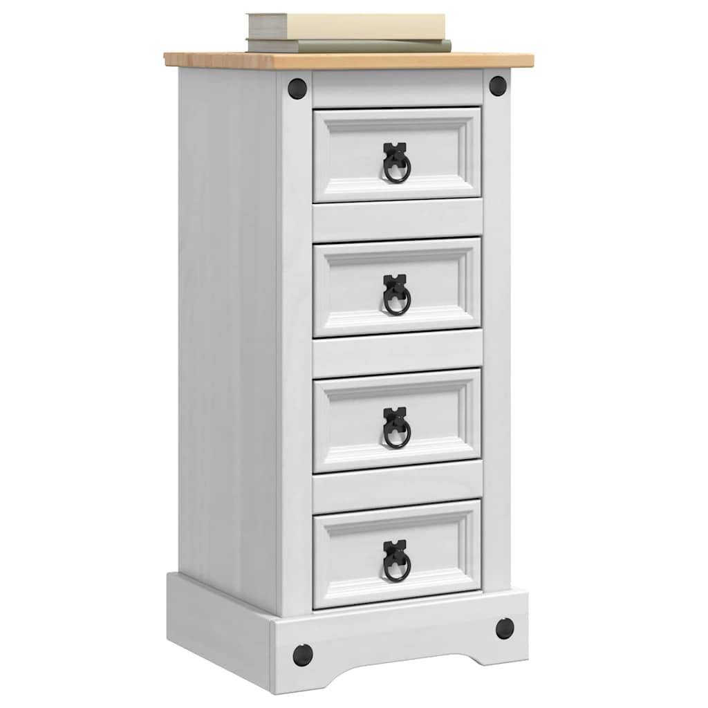 Nattbord med skuff Corona Hvit 35 x 32,5 x 74 cm Massiv furu