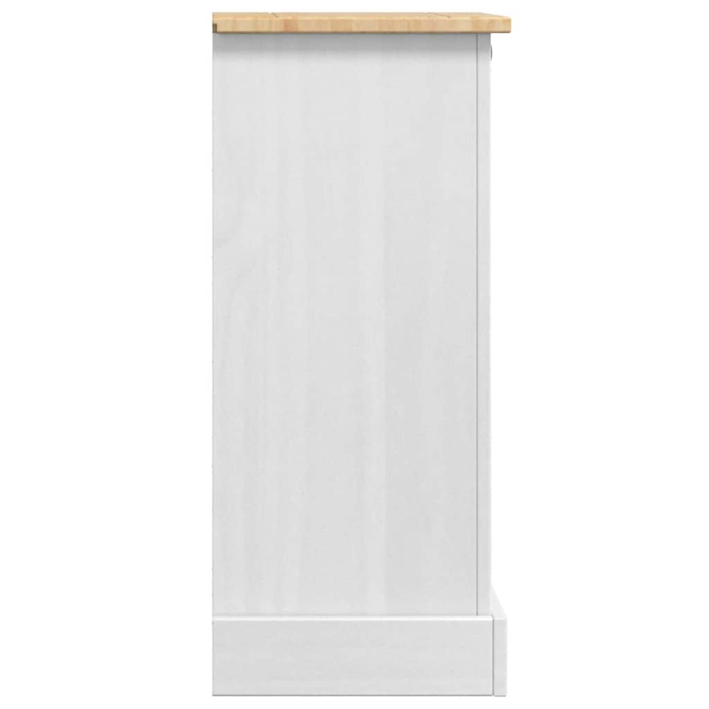 Nattbord med skuff Corona Hvit 35 x 32,5 x 74 cm Massiv furu