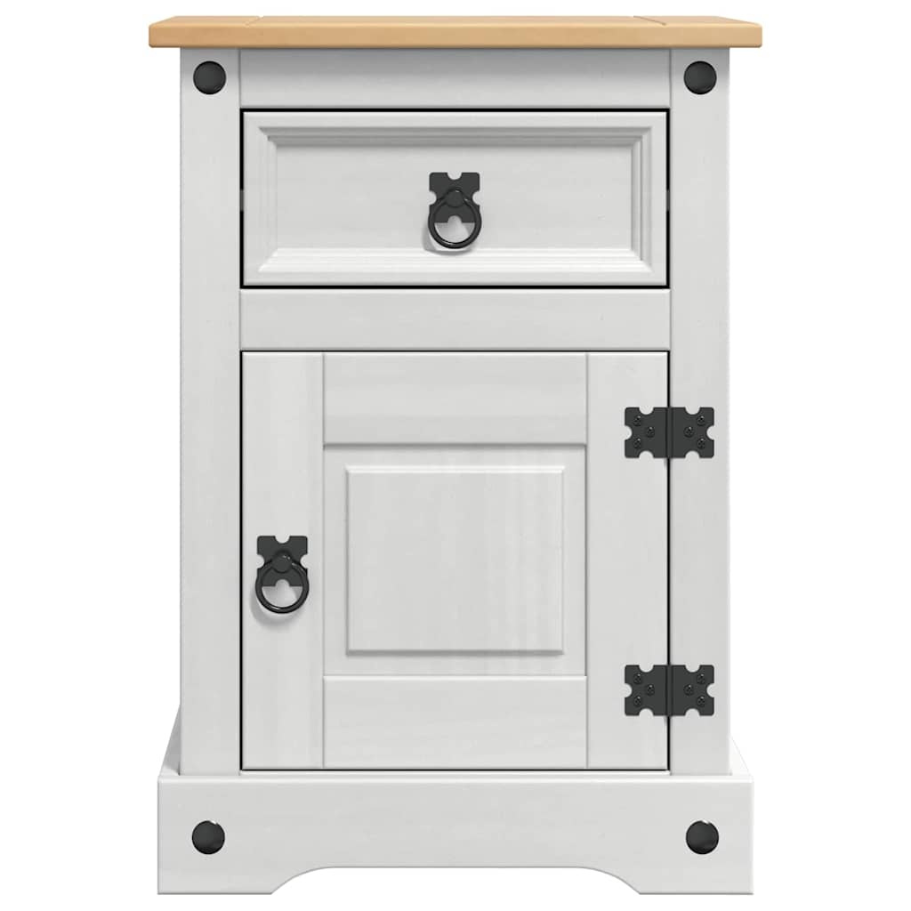 Nattbord med skuff Corona Hvit 45 x 35 x 64 cm Massiv furu