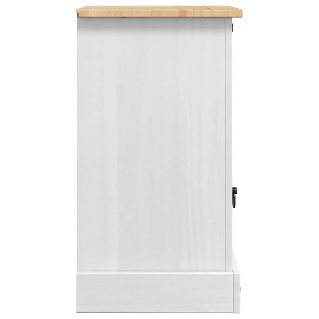 Nattbord med skuff Corona Hvit 45 x 35 x 64 cm Massiv furu