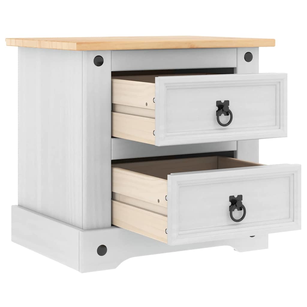 Nattbord med skuff Corona Hvit 53 x 39 x 47 cm Massiv furu