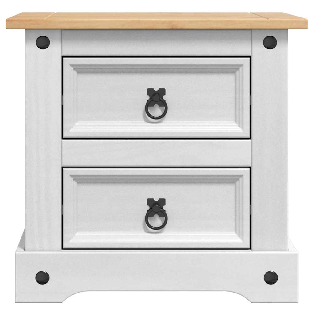Nattbord med skuff Corona Hvit 53 x 39 x 47 cm Massiv furu