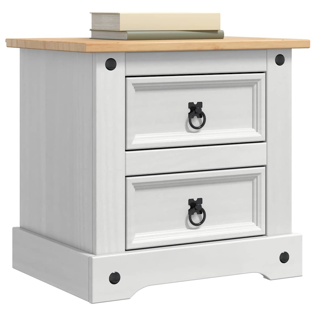 Nattbord med skuff Corona Hvit 53 x 39 x 47 cm Massiv furu