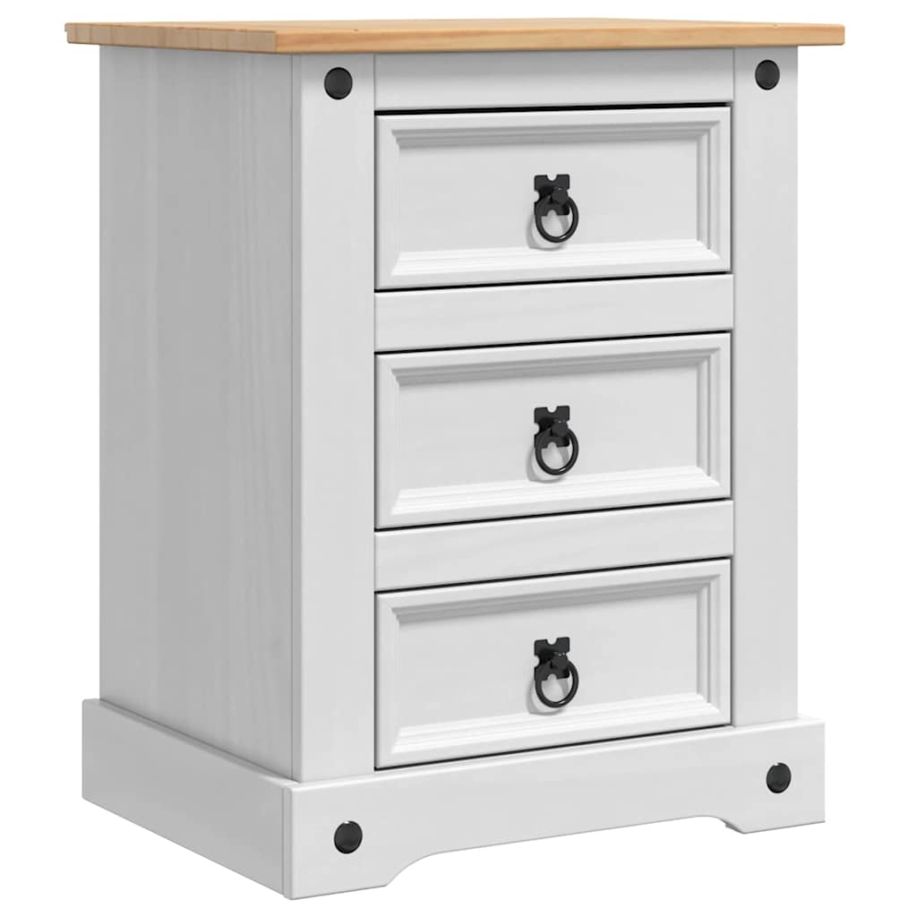 Nattbord med skuff Corona Hvit 53 x 39 x 66 cm Massiv furu