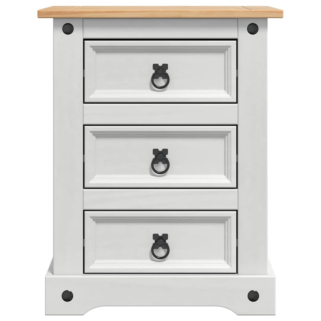 Nattbord med skuff Corona Hvit 53 x 39 x 66 cm Massiv furu