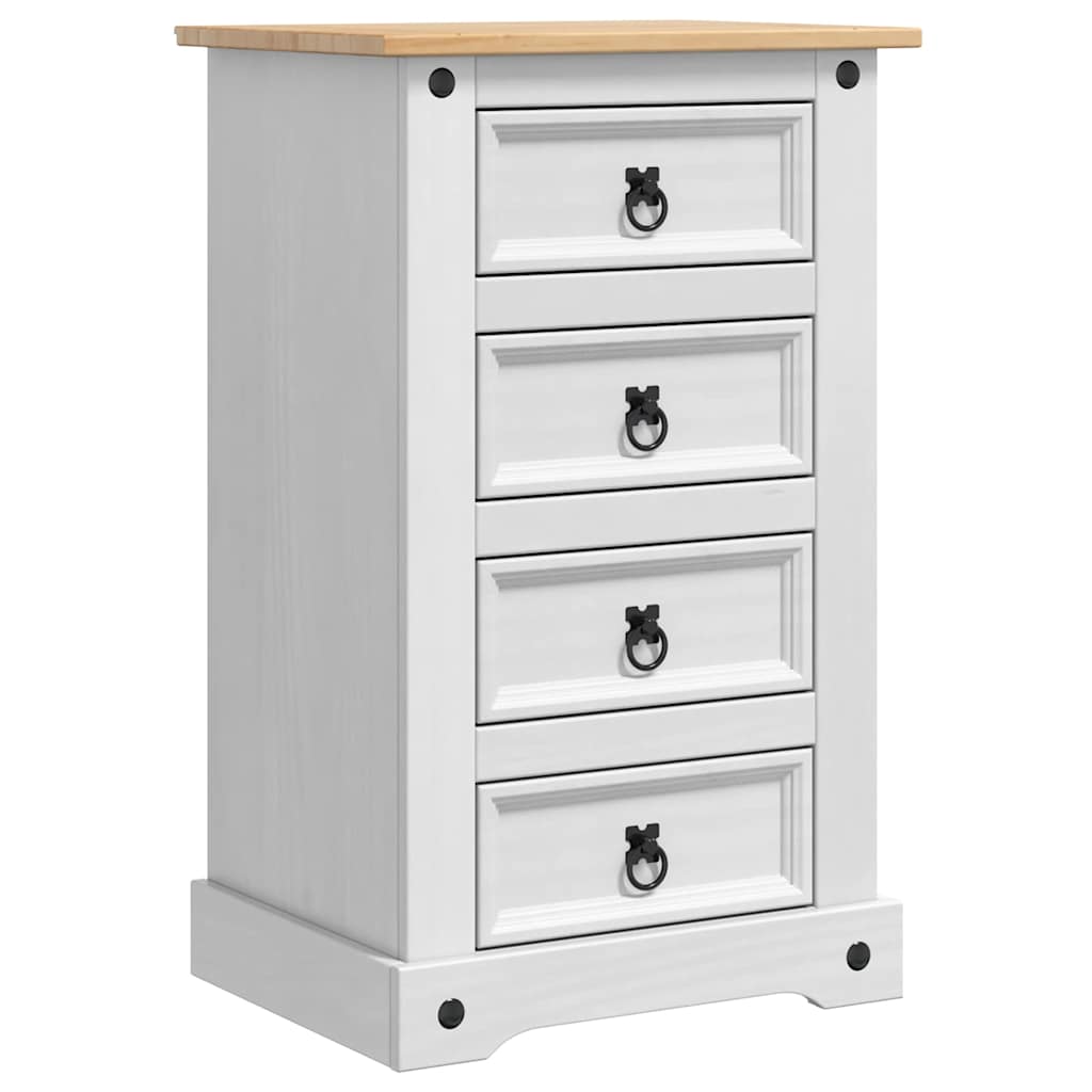 Nattbord med skuff Corona Hvit 53 x 39 x 84 cm Massiv furu