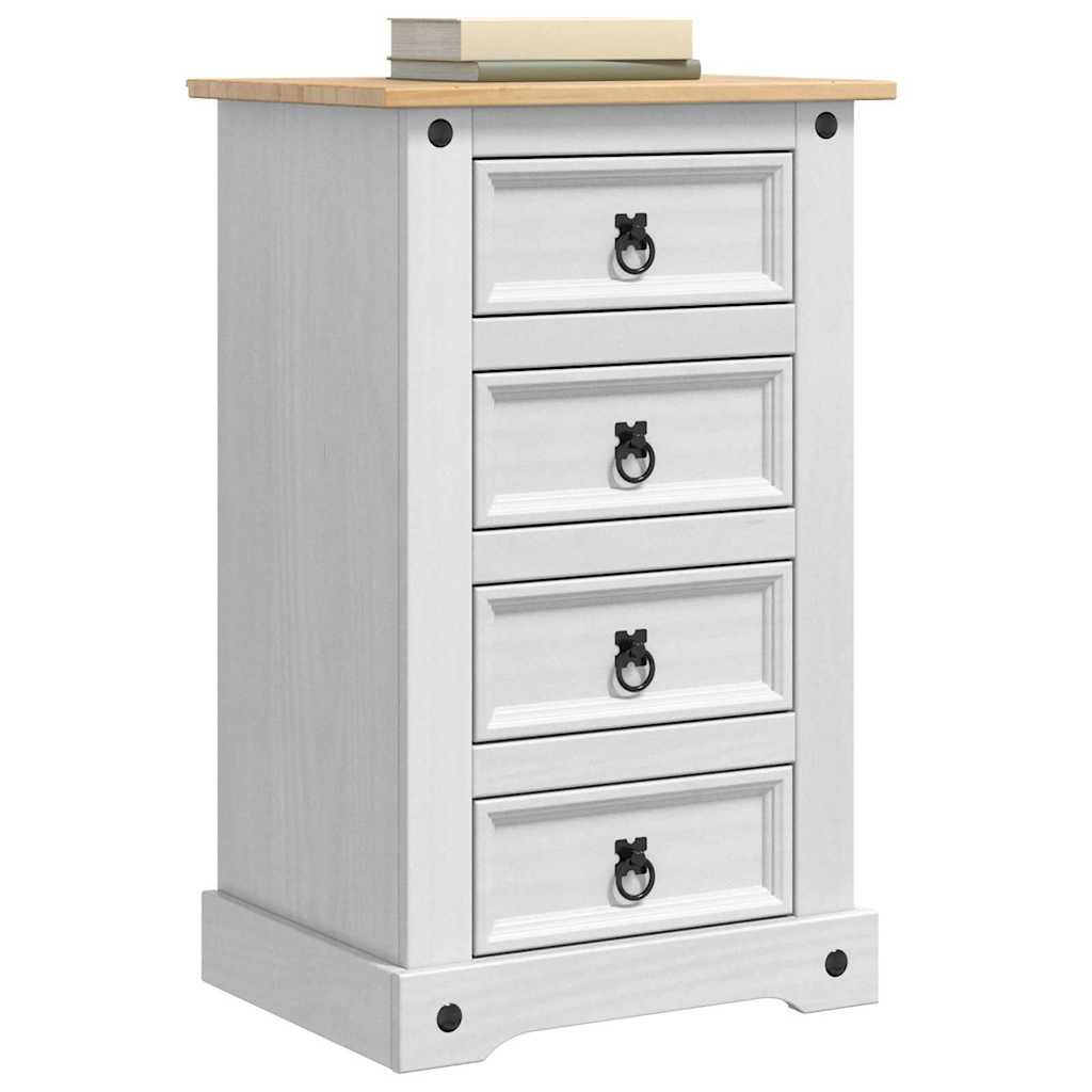 Nattbord med skuff Corona Hvit 53 x 39 x 84 cm Massiv furu