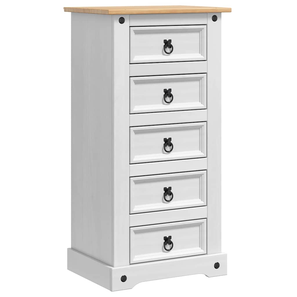 Nattbord med skuff Corona Hvit 53 x 39 x 103 cm Massiv furu