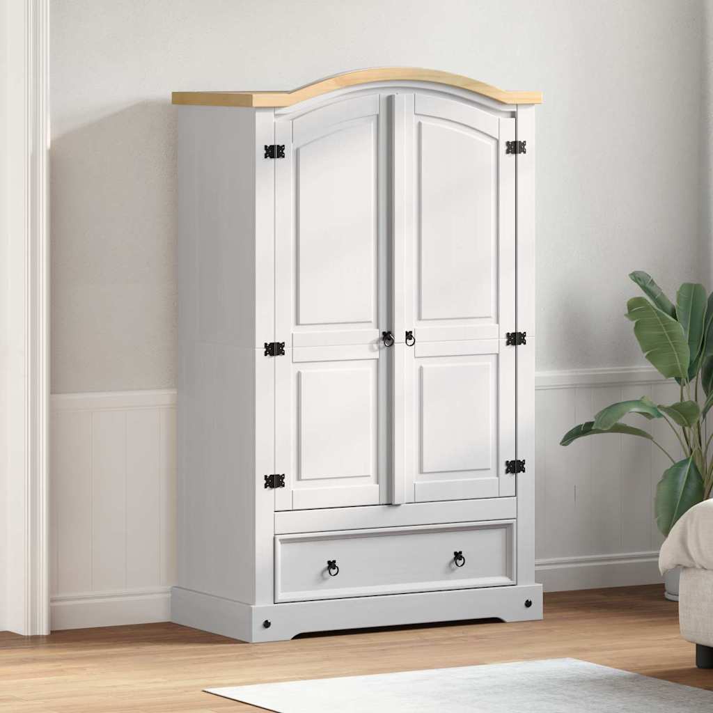 Garderobeskap med dør Corona Hvit 101 x 52 x 170 cm Massiv furu