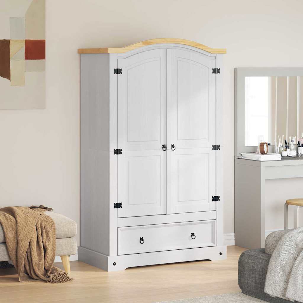 Garderobeskap med dør Corona Hvit 101 x 52 x 170 cm Massiv furu