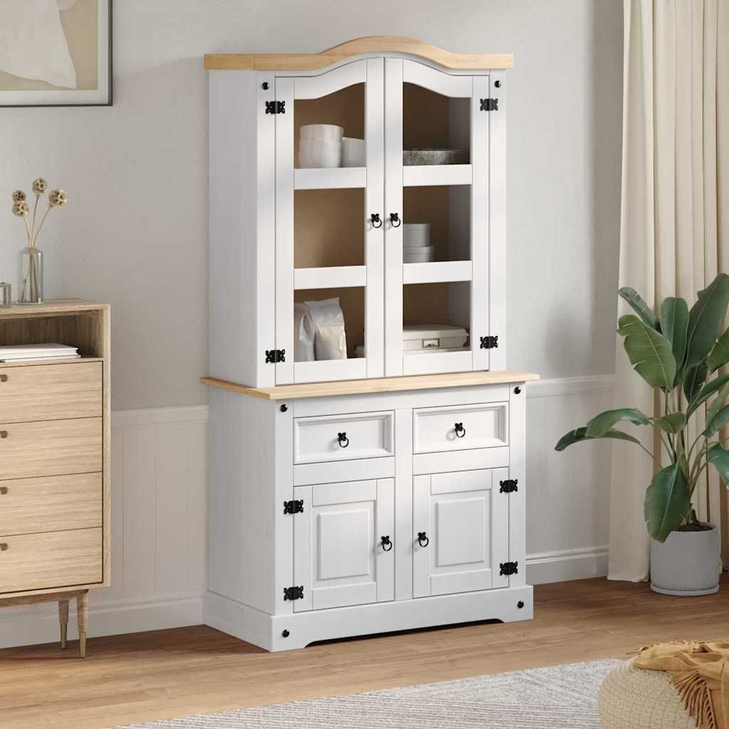 Serviesskap Corona Hvit 100 x 48,5 x 179 cm Massiv furu
