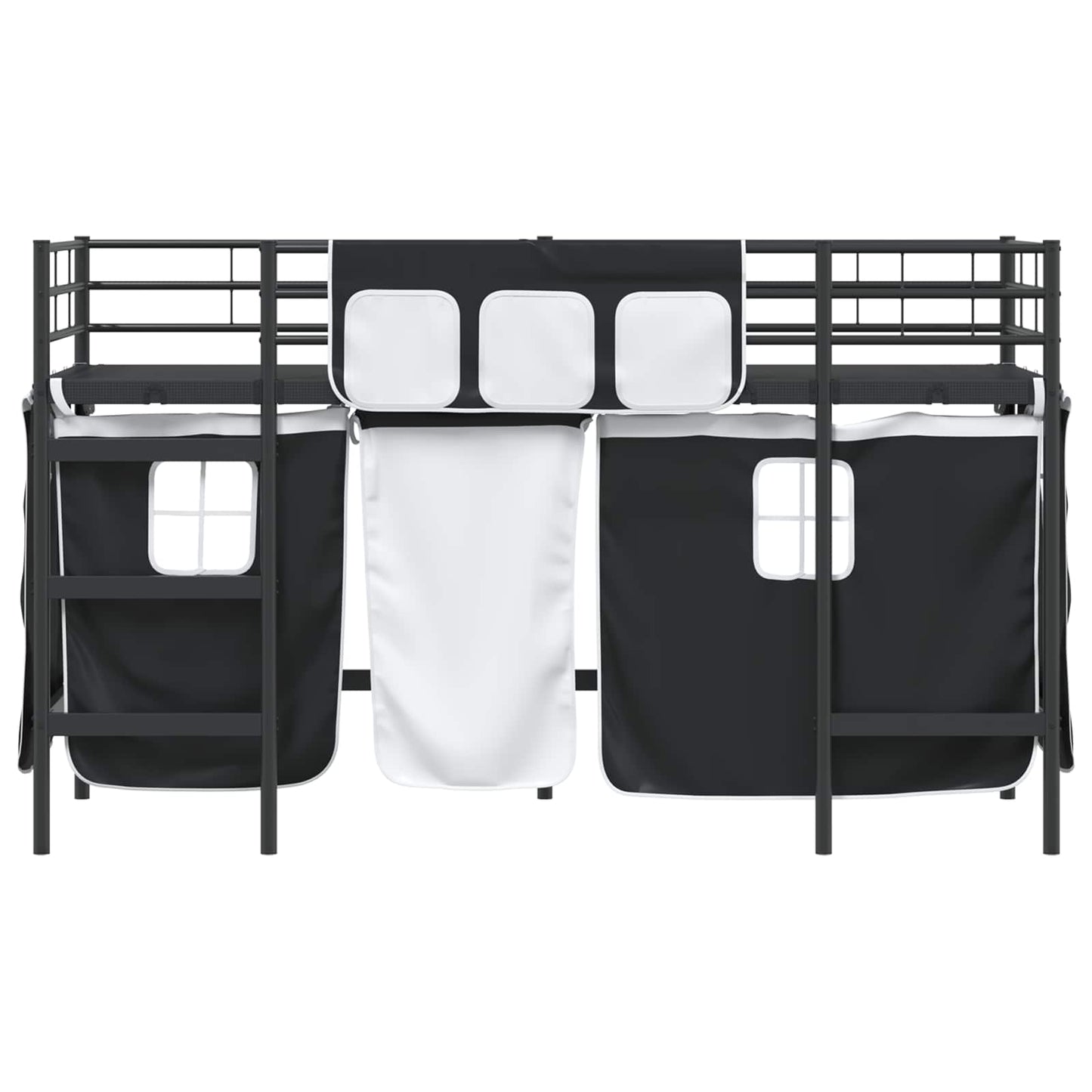 Kiddos Loft Senge Ramme med Gardiner Svart 90 x 190 cm