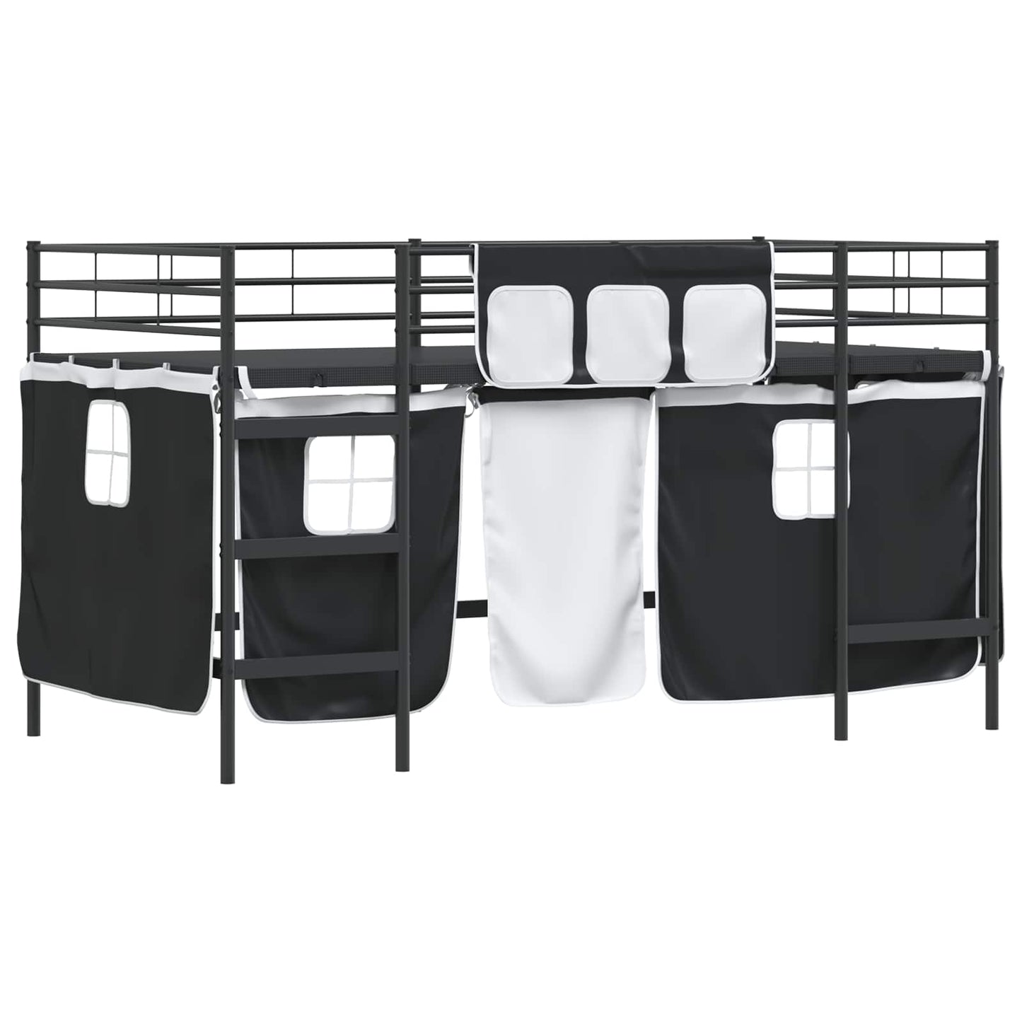 Kiddos Loft Senge Ramme med Gardiner Svart 90 x 200 cm