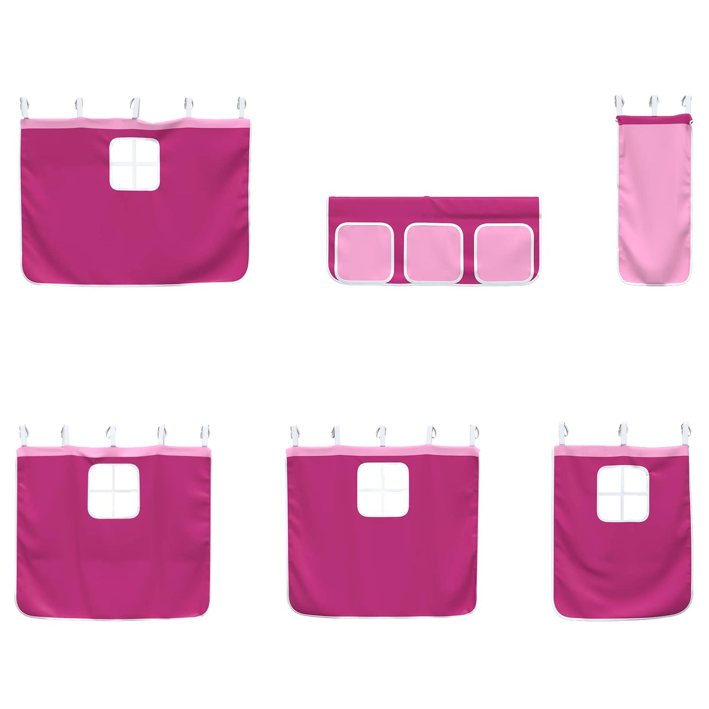 Køyeseng for barn med gardiner Svart og Rosa 107 x 203 cm
