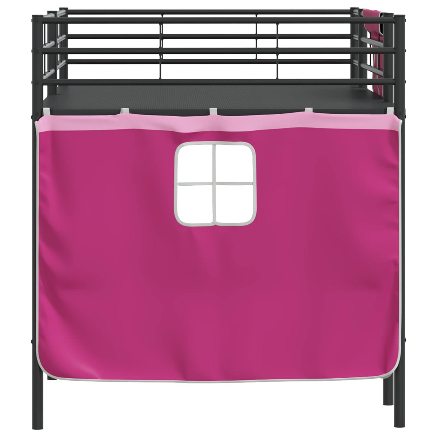 Køyeseng for barn med gardiner Svart og Rosa 107 x 203 cm
