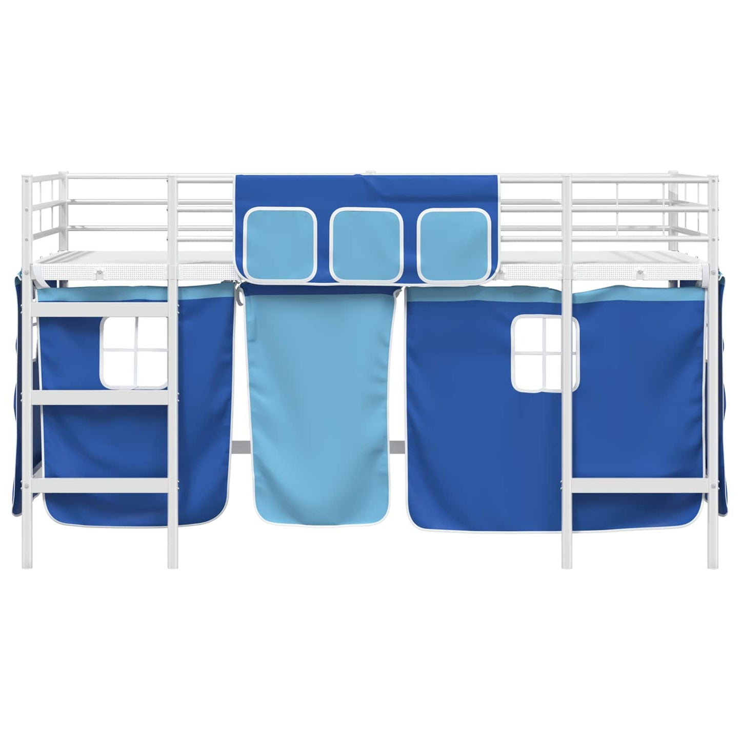 Kiddos Loft Senge Ramme med Gardiner Hvit og blå 107 x 203 cm