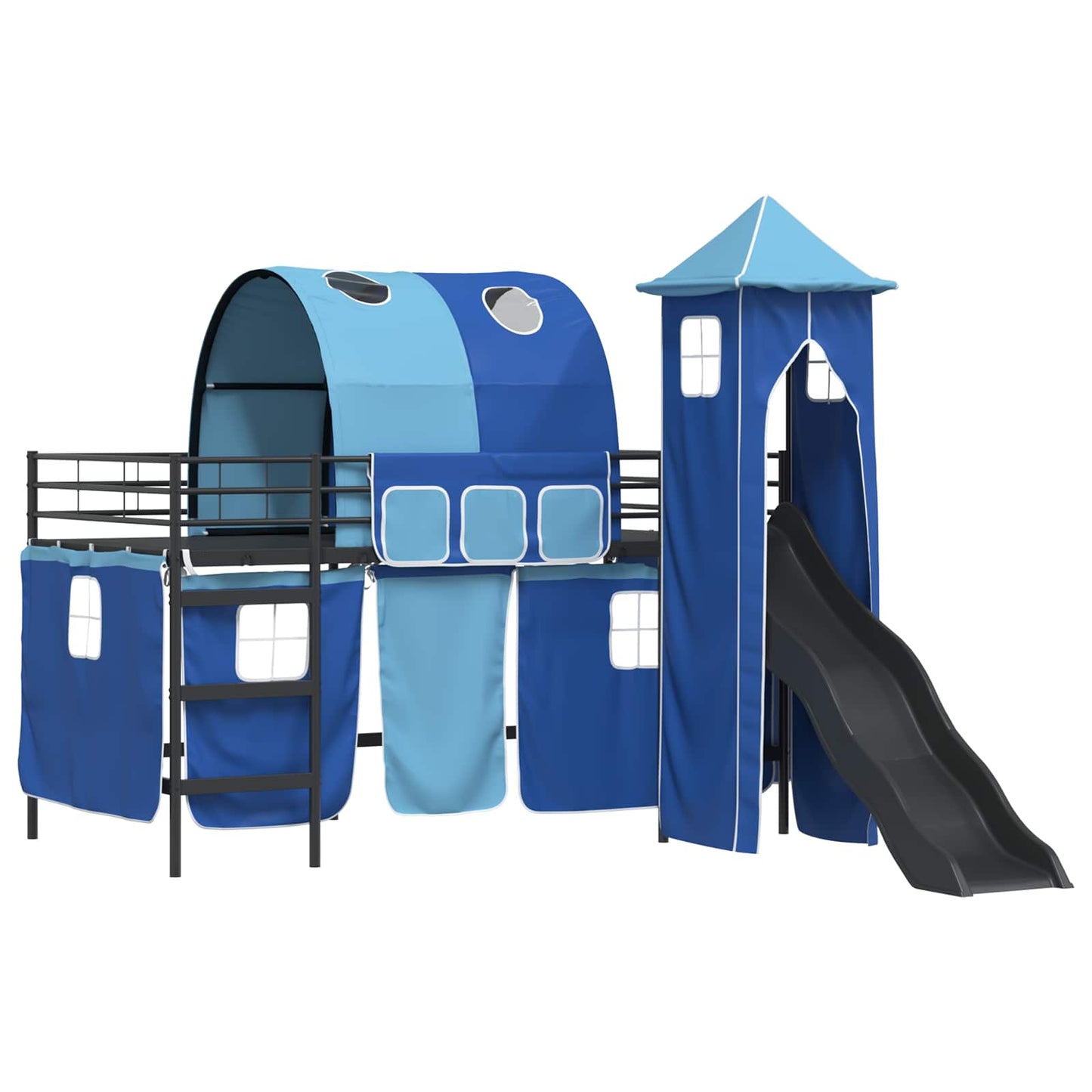 Barns Lofteseng Ensfarget Svart og Blå 80 x 200 cm Metall