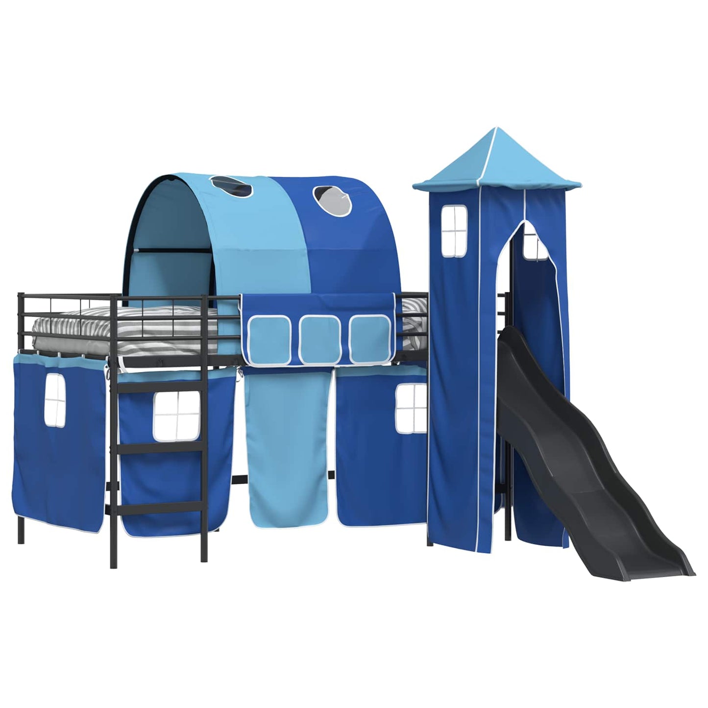 Barns Lofteseng Ensfarget Svart og Blå 100 x 200 cm Metall