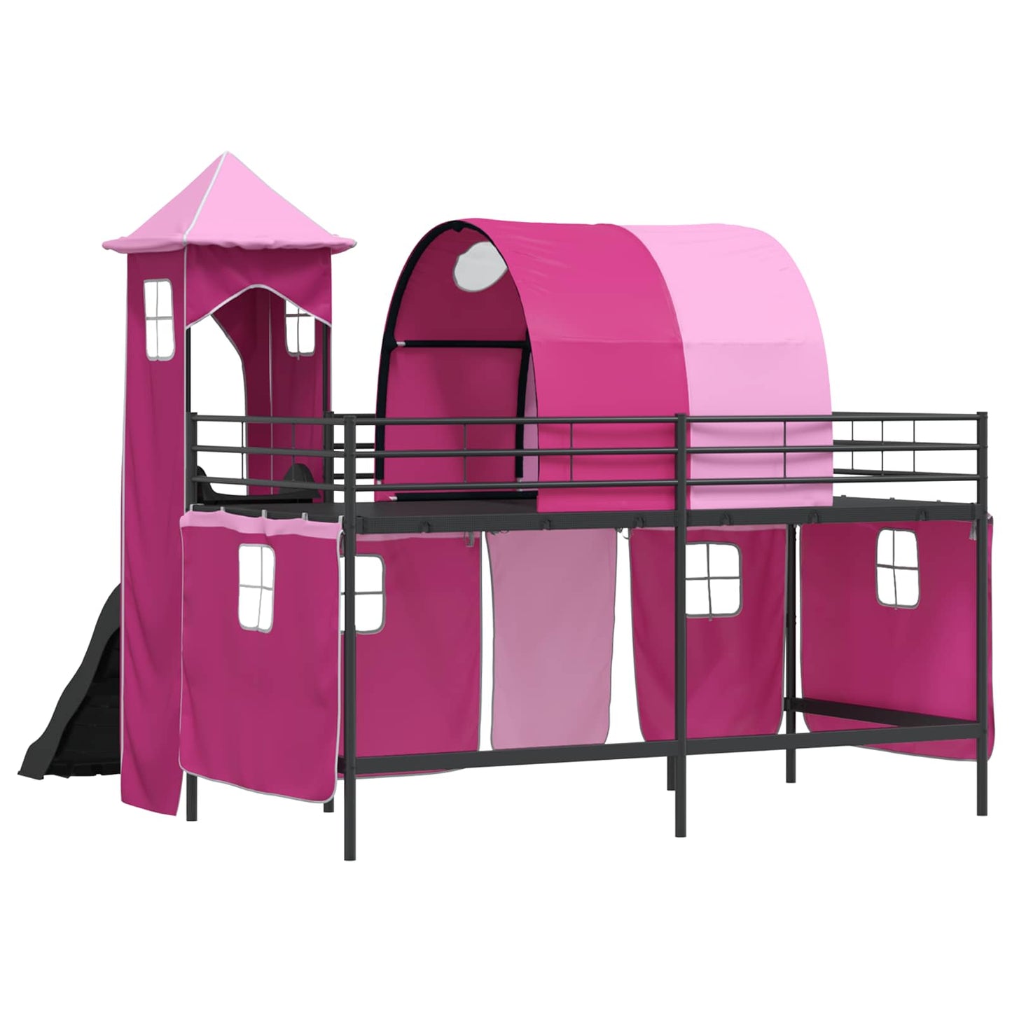 Barns Lofteseng Ensfarget Svart og Rosa 90 x 200 cm Metall