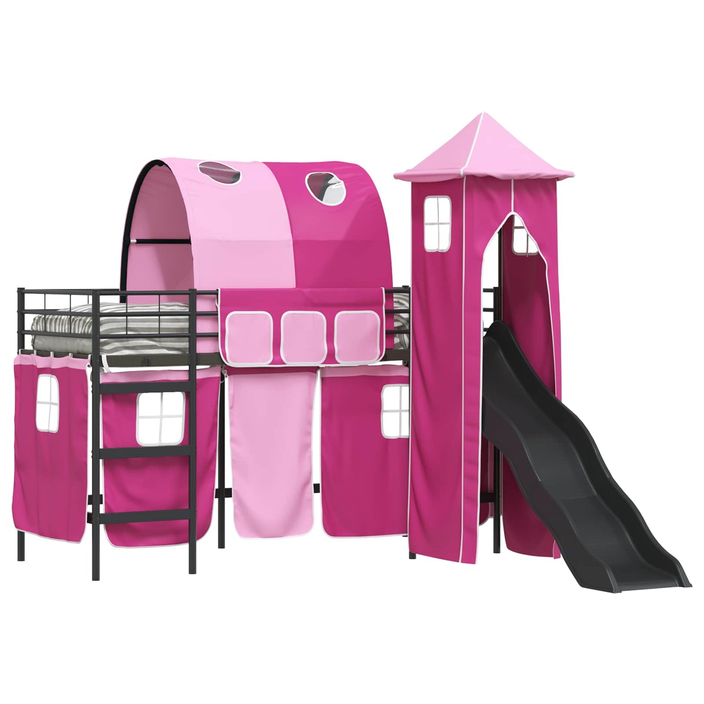 Barns Lofteseng Ensfarget Svart og Rosa 100 x 190 cm Metall