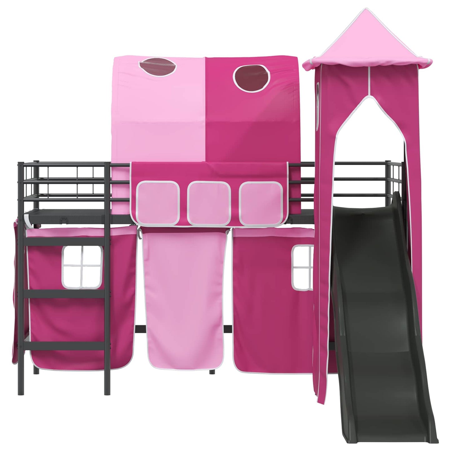 Barns Lofteseng Ensfarget Svart og Rosa 100 x 190 cm Metall