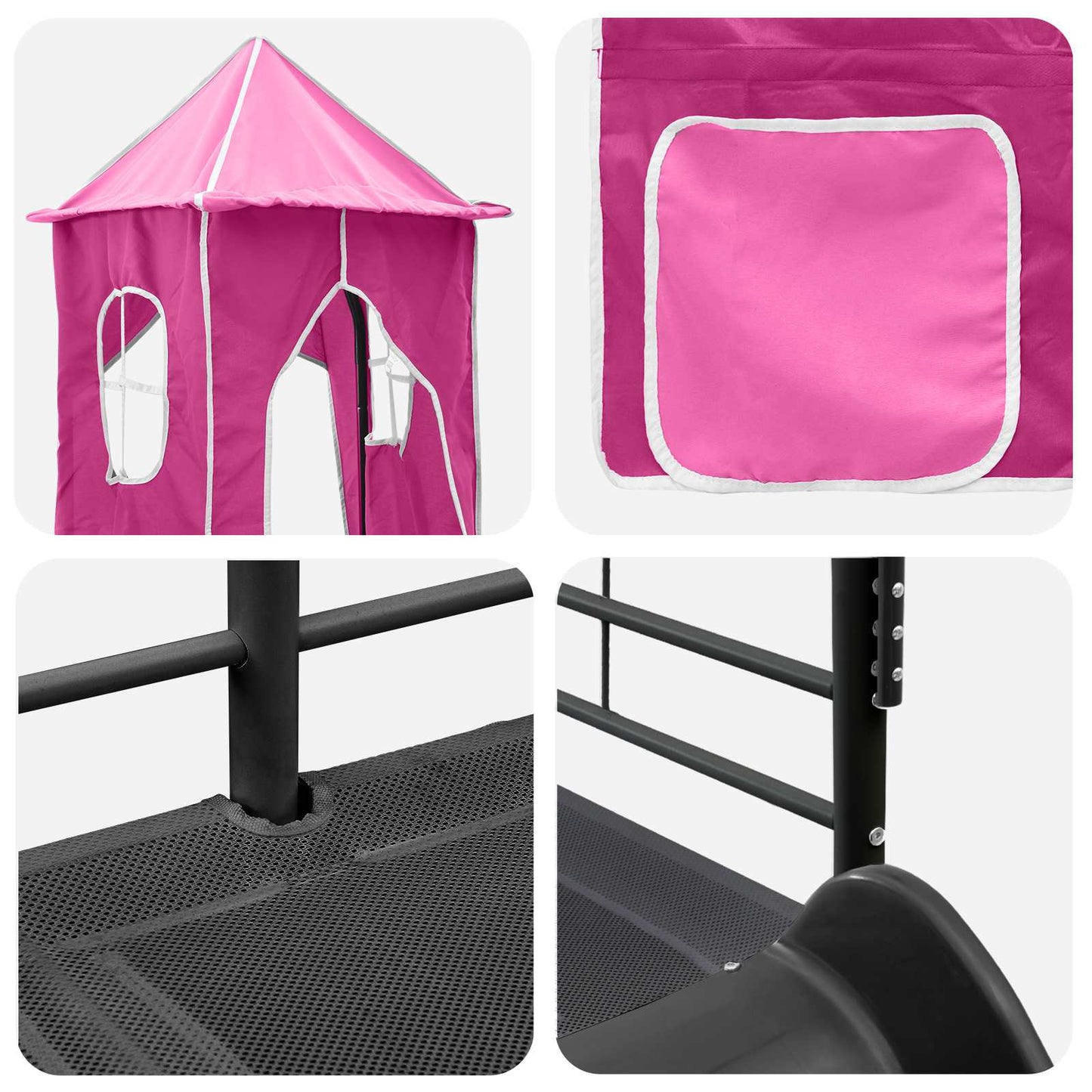 Barns Lofteseng Ensfarget Svart og Rosa 100 x 200 cm Metall