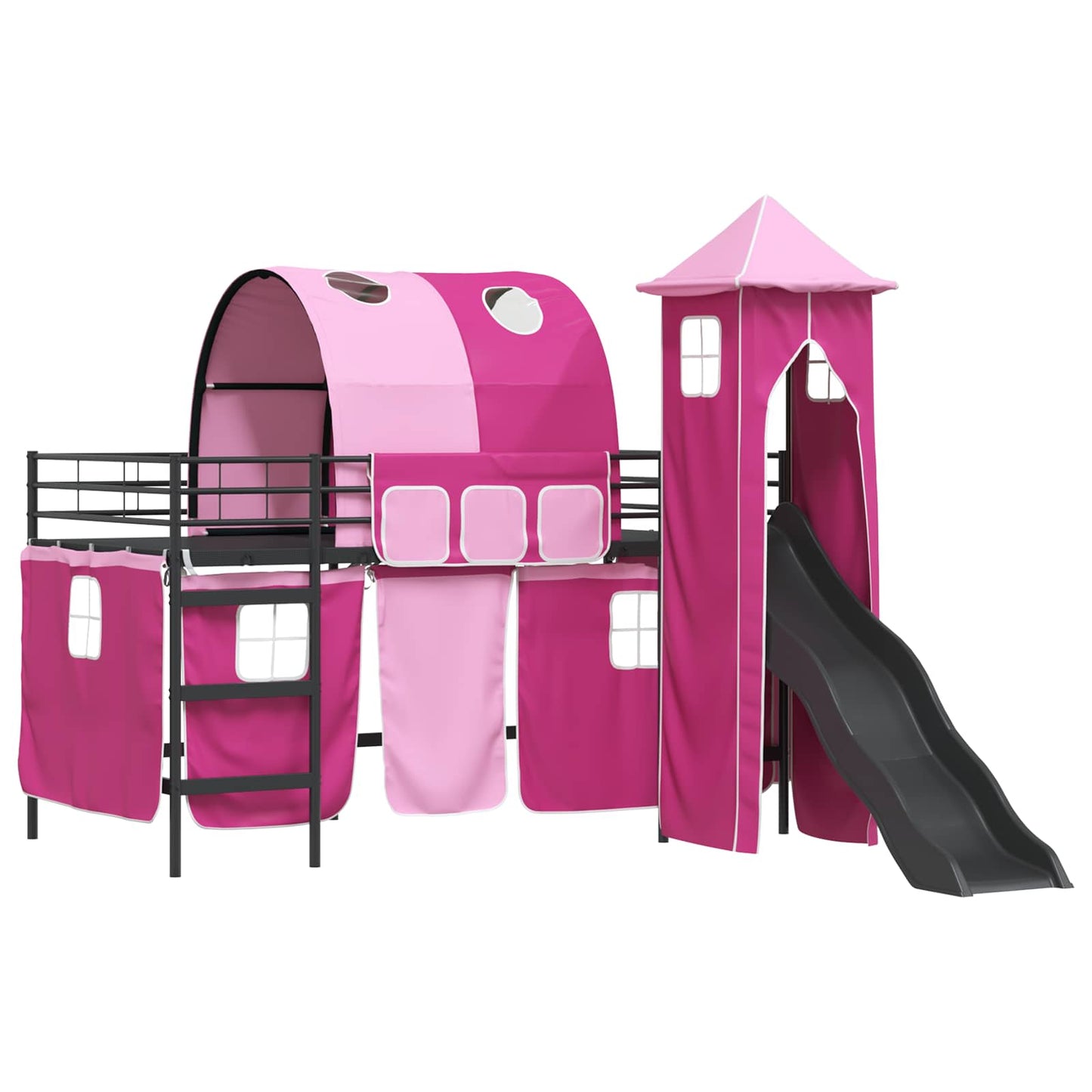 Barns Lofteseng Ensfarget Svart og Rosa 107 x 203 cm Metall