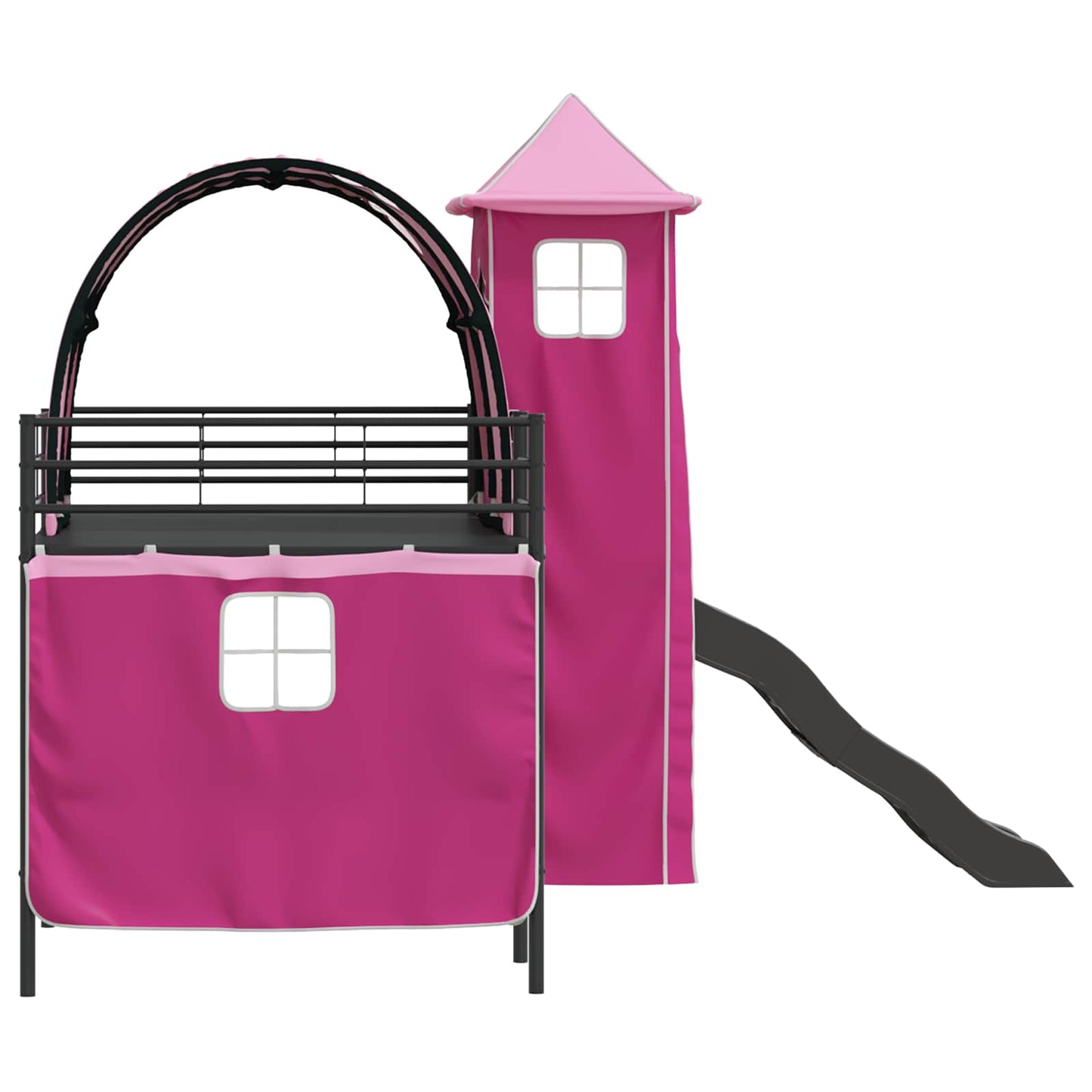 Barns Lofteseng Ensfarget Svart og Rosa 107 x 203 cm Metall