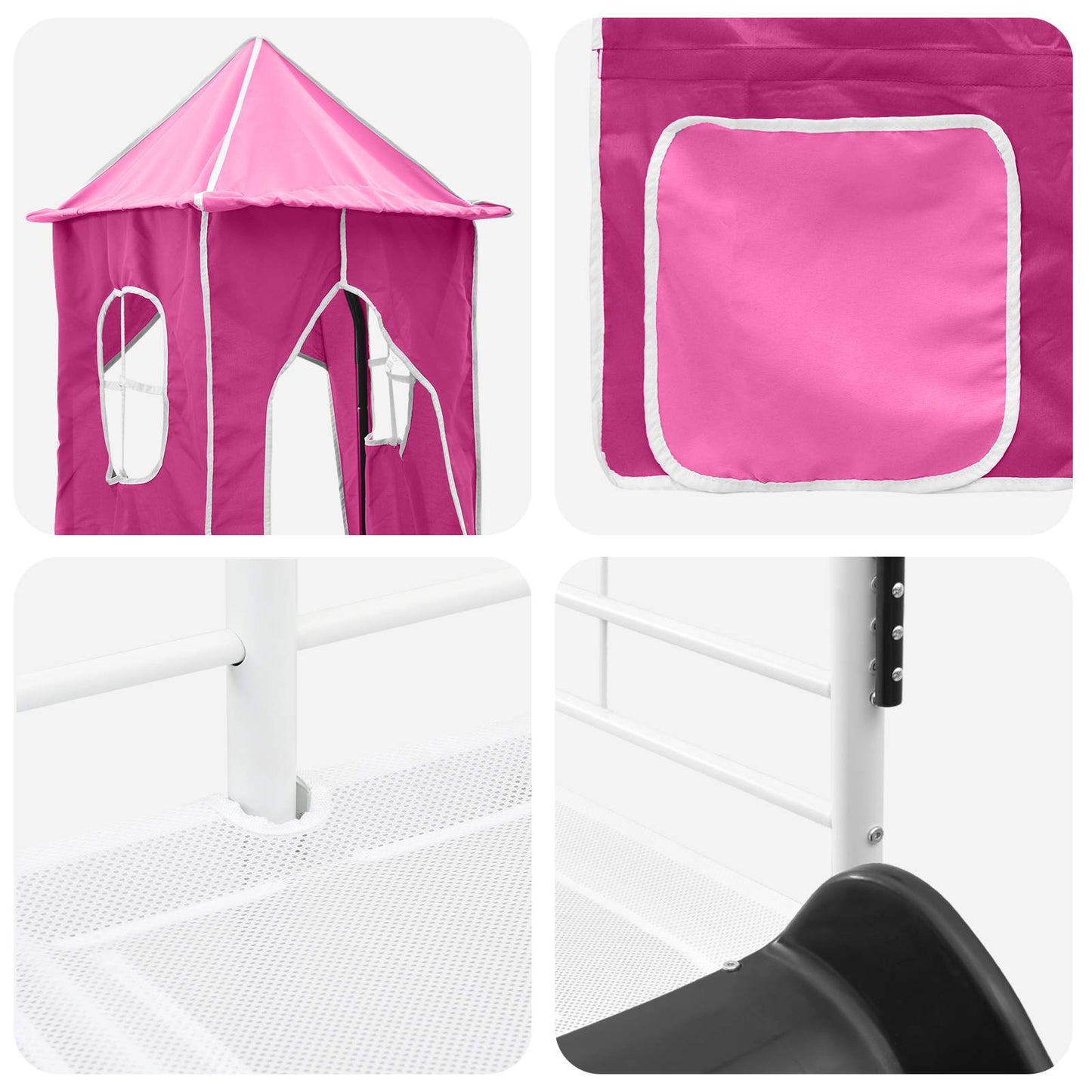 Barns Lofteseng Ensfarget Hvit og rosa 90 x 190 cm Metall