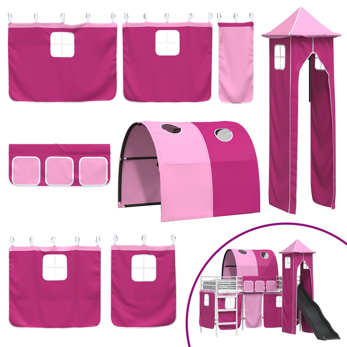 Barns Lofteseng Ensfarget Hvit og rosa 90 x 190 cm Metall