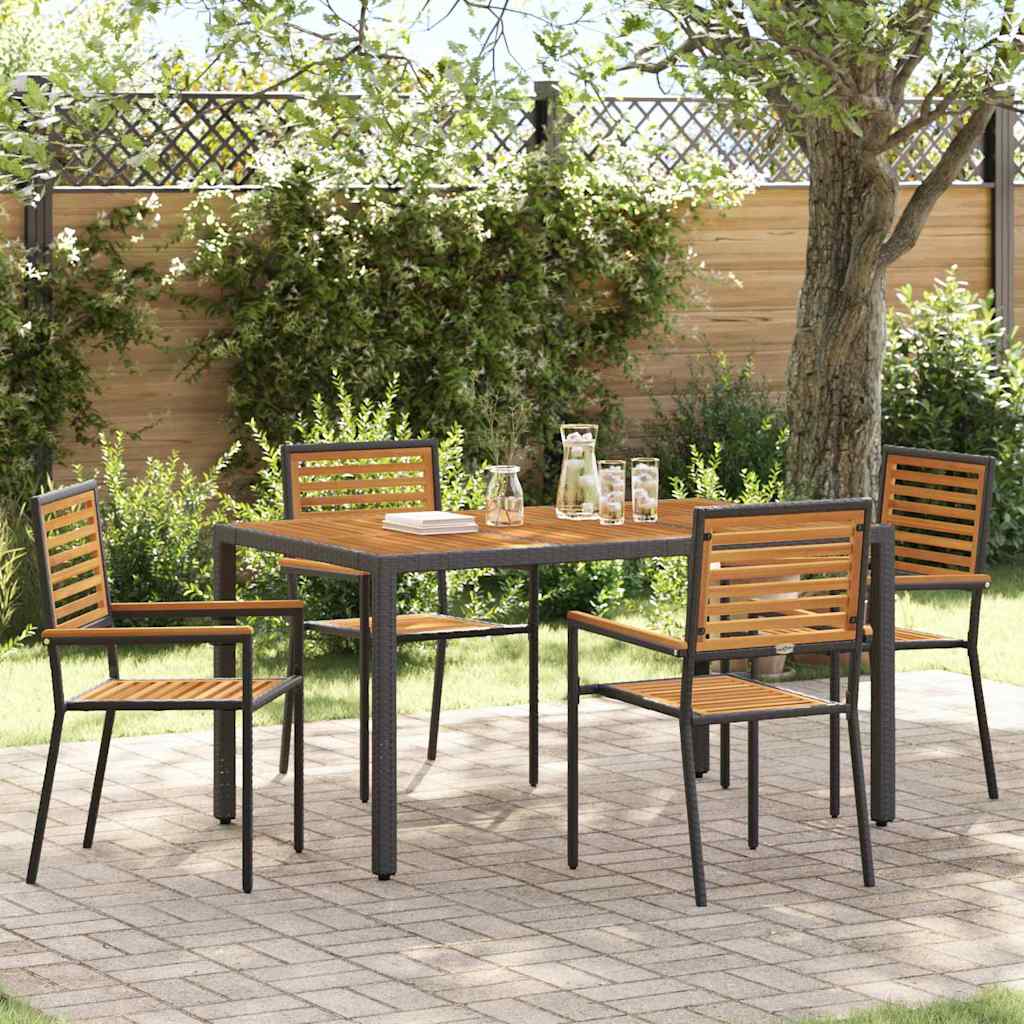 Hage stabelstoler 4 pcs Brun og svart 54 x 56 x 90 cm