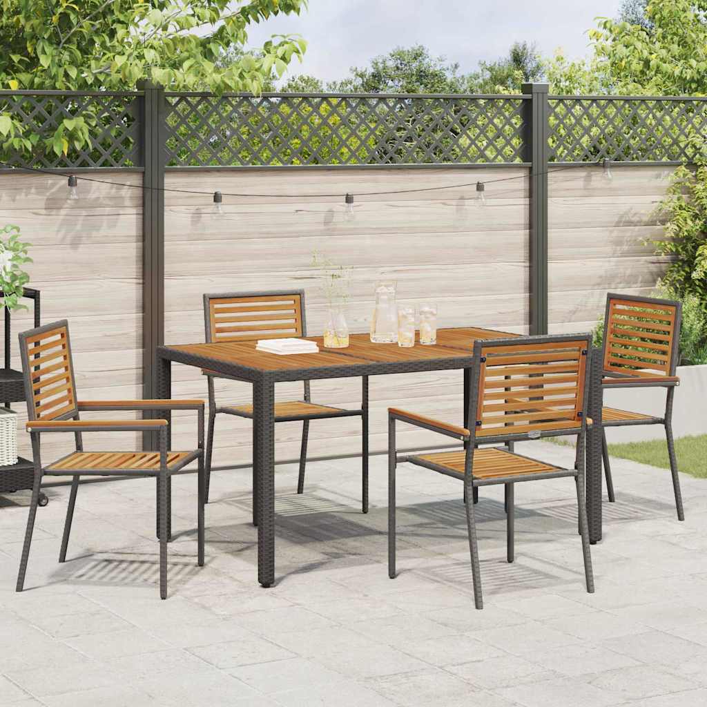 Hage stabelstoler 4 pcs Brun og svart 54 x 56 x 90 cm
