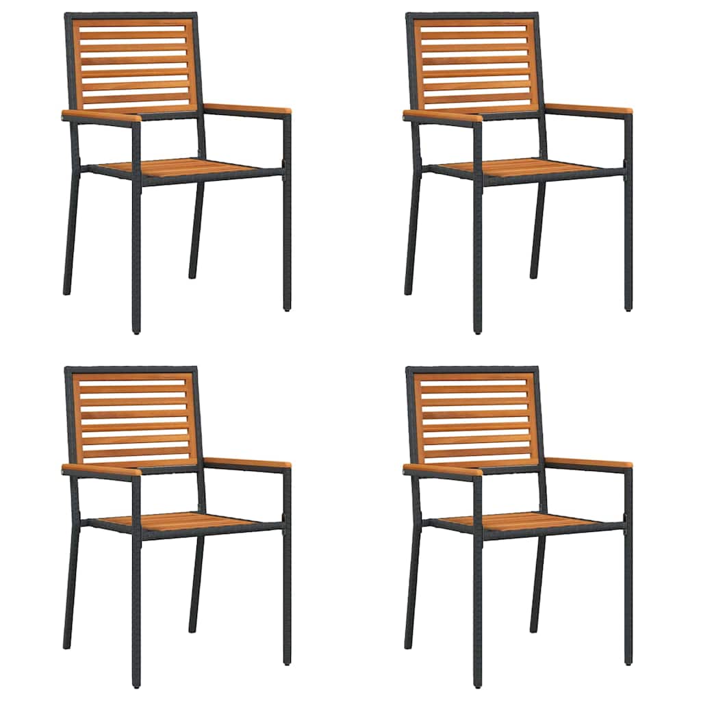 Hage stabelstoler 4 pcs Brun og svart 54 x 56 x 90 cm