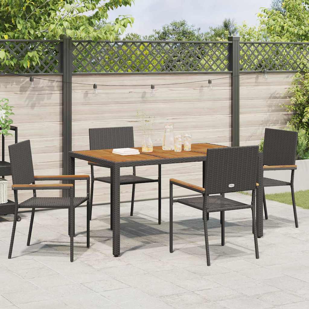 Hage stabelstoler 4 pcs Svart og Brun 54 x 56 x 90 cm